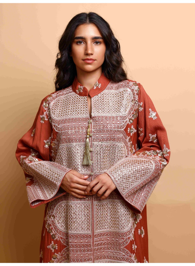 IKKXA Riwaq Jalabiya IK7002 Brown - Image 2
